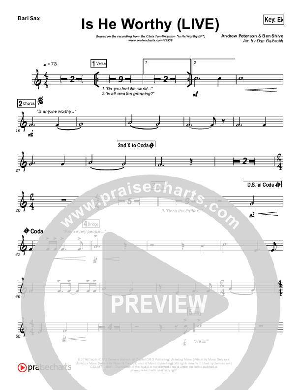 Is He Worthy (Live) Bari Sax (Chris Tomlin)