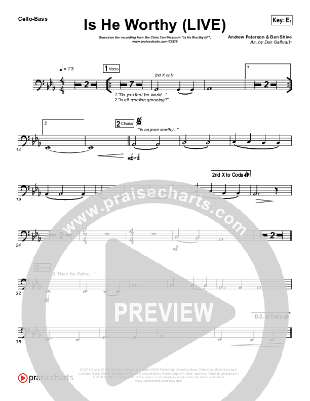 Is He Worthy (Live) Cello/Bass (Chris Tomlin)