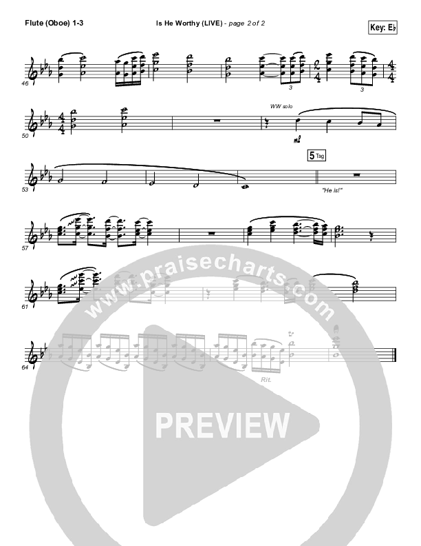 Is He Worthy (Live) Flute/Oboe 1/2/3 (Chris Tomlin)