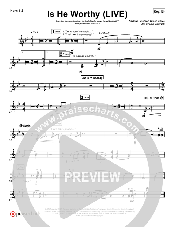 Is He Worthy (Live) French Horn 1/2 (Chris Tomlin)