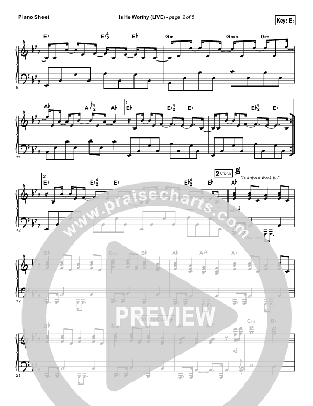 Is He Worthy (Live) Piano Sheet (Chris Tomlin)