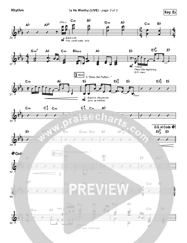 Is He Worthy (Live) Rhythm Chart (Chris Tomlin)