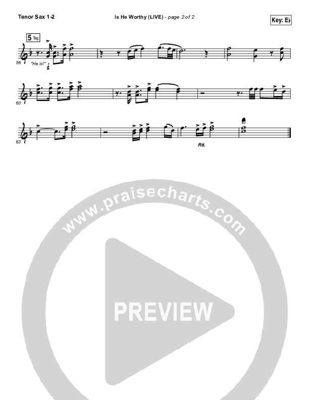 Is He Worthy (Live) Tenor Sax 1/2 (Chris Tomlin)