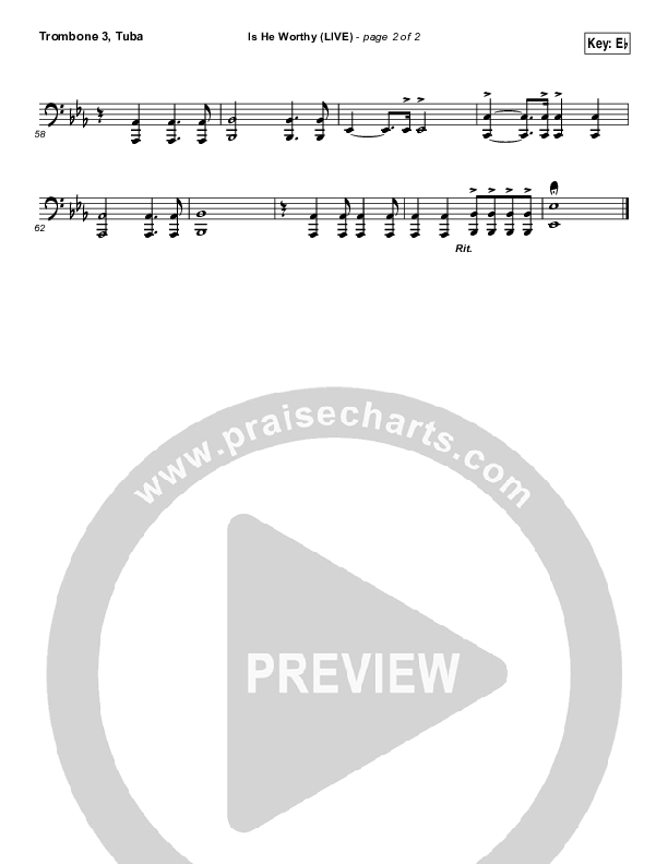 Is He Worthy (Live) Trombone 3/Tuba (Chris Tomlin)