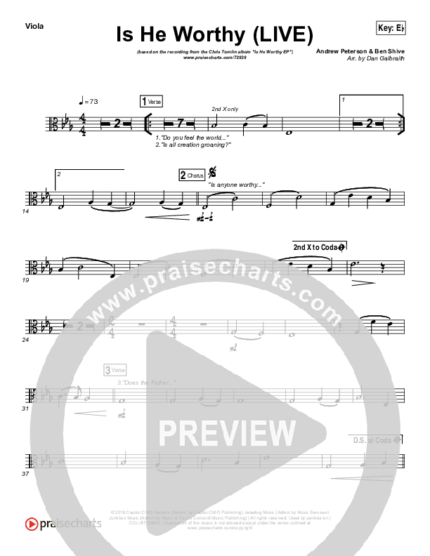 Is He Worthy (Live) Viola (Chris Tomlin)