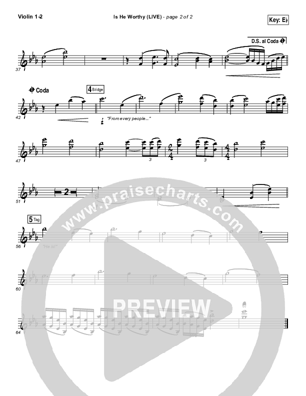 Is He Worthy (Live) Violin 1/2 (Chris Tomlin)