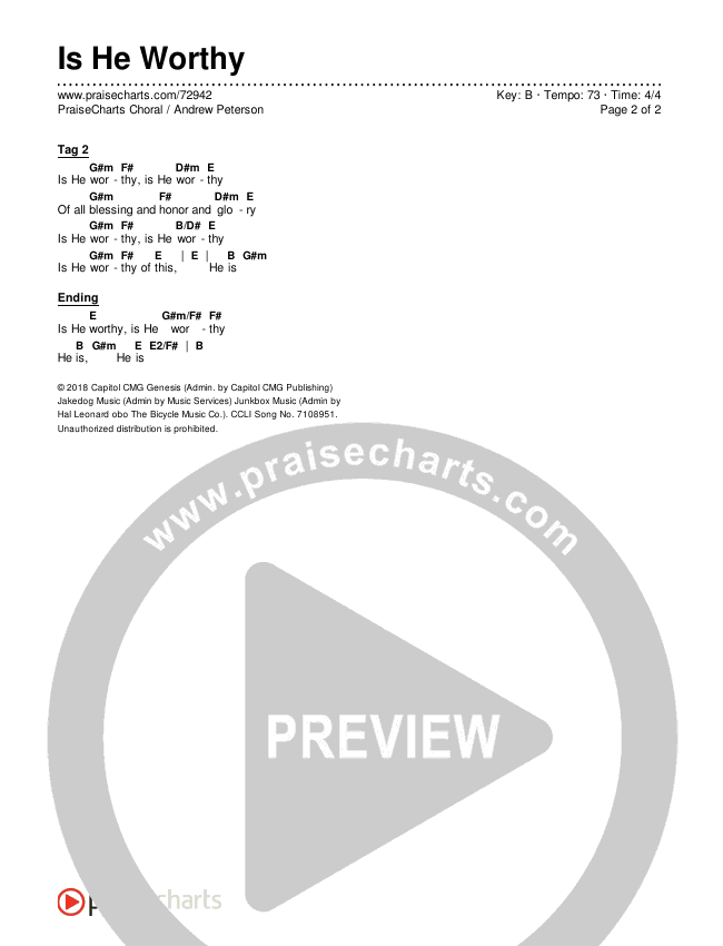 Is He Worthy (Choral Anthem SATB) Chords & Lyrics (Andrew Peterson / Arr. Luke Gambill)