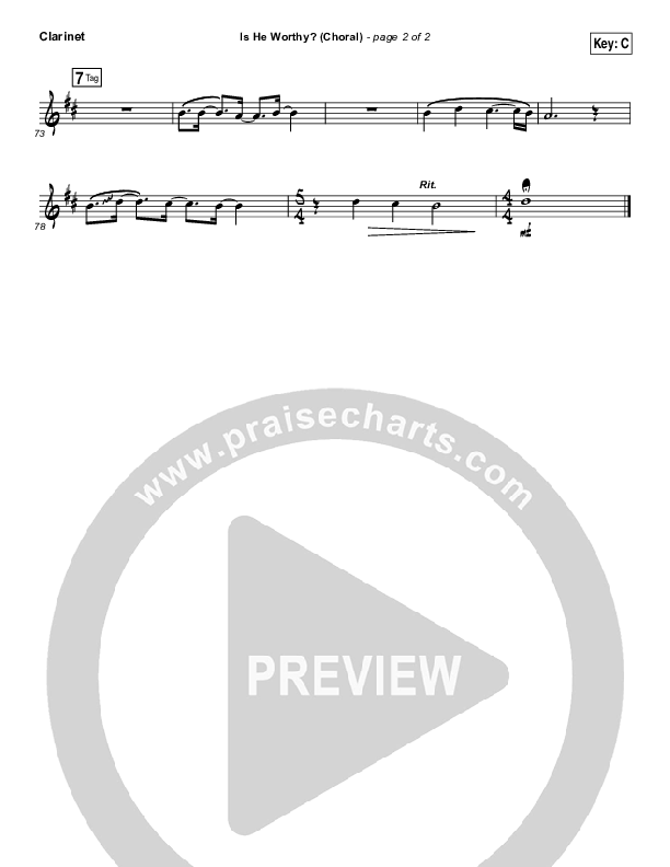 Is He Worthy (Choral Anthem SATB) Clarinet 1,2 (Andrew Peterson / Arr. Luke Gambill)