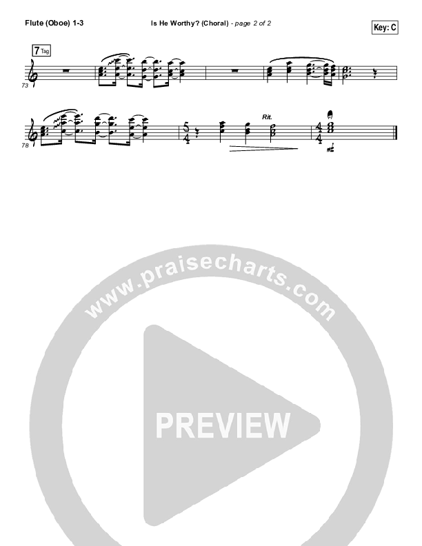 Is He Worthy (Choral Anthem SATB) Flute/Oboe 1/2/3 (Andrew Peterson / Arr. Luke Gambill)