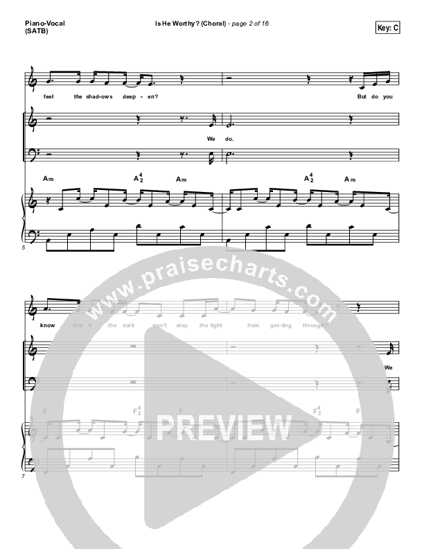 Is He Worthy (Choral Anthem SATB) Piano/Vocal (SATB) (Andrew Peterson / Arr. Luke Gambill)