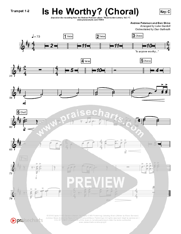 Is He Worthy (Choral Anthem SATB) Brass Pack (Andrew Peterson / Arr. Luke Gambill)