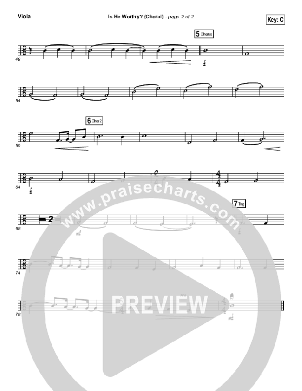 Is He Worthy (Choral Anthem SATB) Viola (Andrew Peterson / Arr. Luke Gambill)