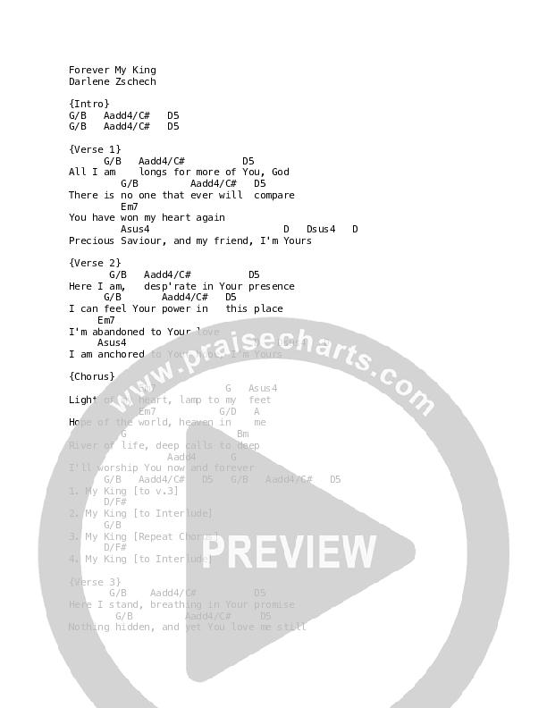 Forever My King Chords & Lyrics (Darlene Zschech / Leeland / Dustin Smith / HopeUC / Chardon Lewis)