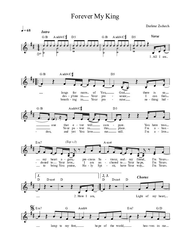 Forever My King Lead Sheet (Darlene Zschech / Leeland / Dustin Smith / HopeUC / Chardon Lewis)