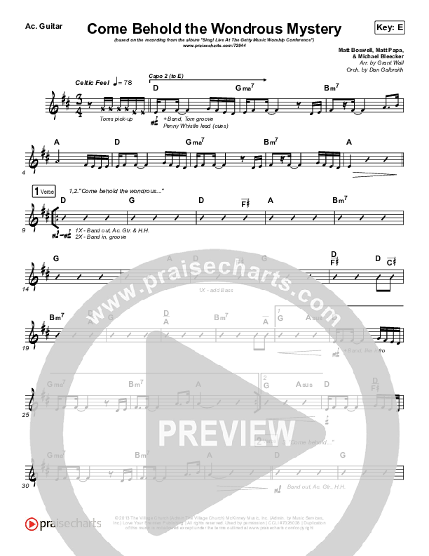 Come Behold The Wondrous Mystery Acoustic Guitar (Keith & Kristyn Getty)