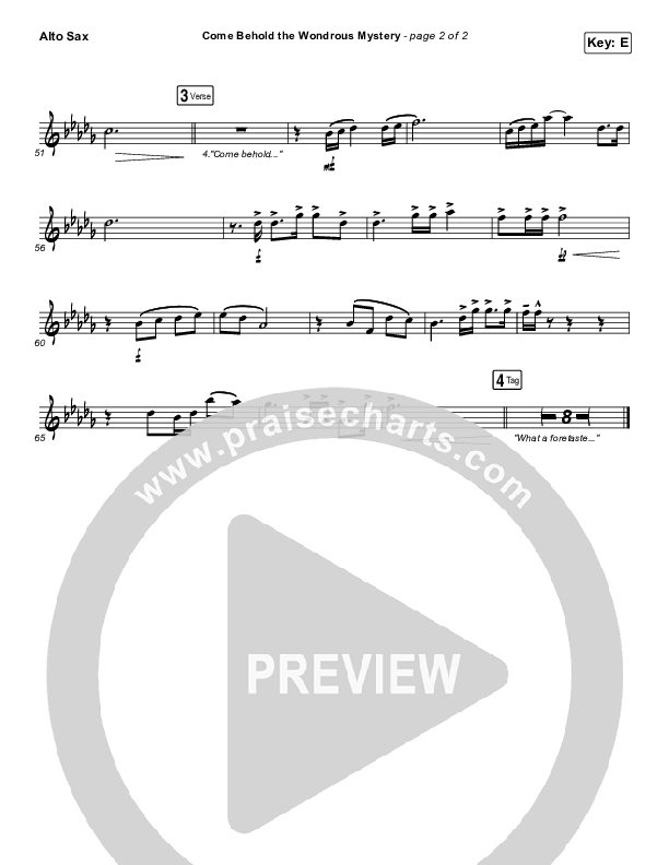 Come Behold The Wondrous Mystery Alto Sax (Keith & Kristyn Getty)