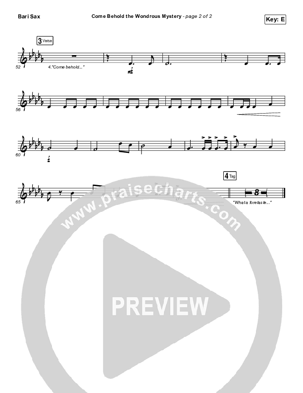 Come Behold The Wondrous Mystery Bari Sax (Keith & Kristyn Getty)