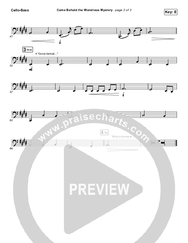 Come Behold The Wondrous Mystery Cello/Bass (Keith & Kristyn Getty)