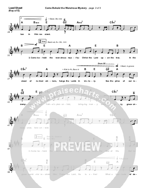 Come Behold The Wondrous Mystery Lead Sheet (Melody) (Keith & Kristyn Getty)