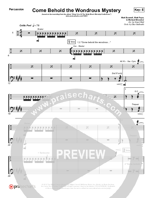 Come Behold The Wondrous Mystery Percussion (Keith & Kristyn Getty)