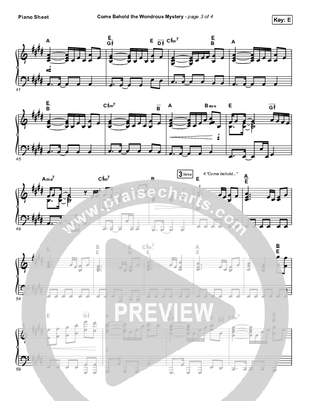 Come Behold The Wondrous Mystery Piano Sheet (Keith & Kristyn Getty)