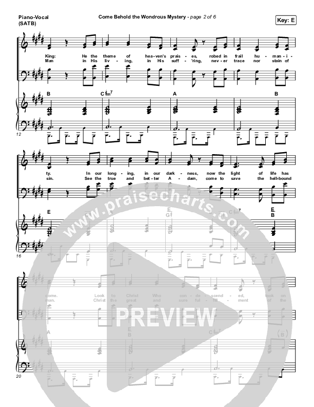 Come Behold The Wondrous Mystery Piano/Vocal (SATB) (Keith & Kristyn Getty)