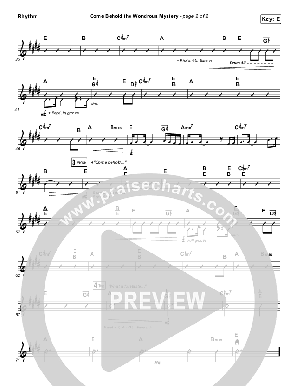Come Behold The Wondrous Mystery Rhythm Chart (Keith & Kristyn Getty)