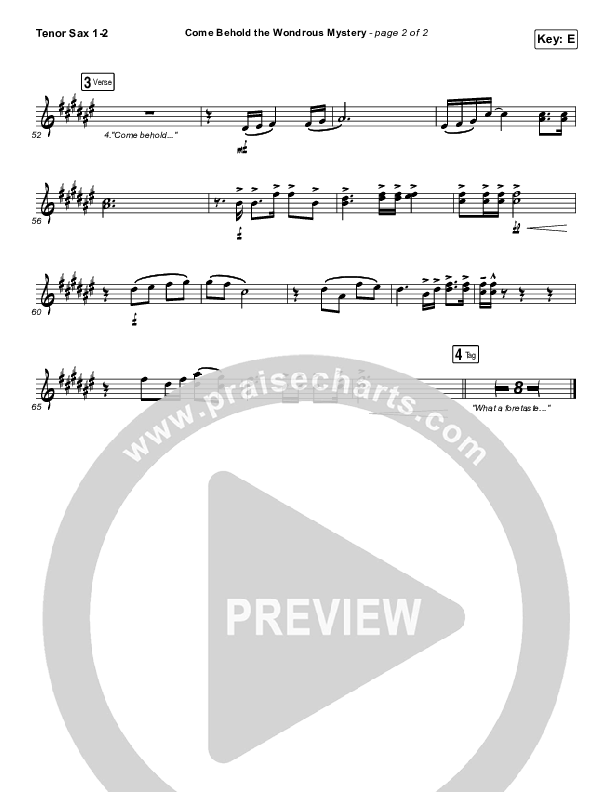 Come Behold The Wondrous Mystery Tenor Sax 1/2 (Keith & Kristyn Getty)
