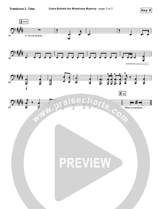 Come Behold The Wondrous Mystery Trombone 3/Tuba (Keith & Kristyn Getty)