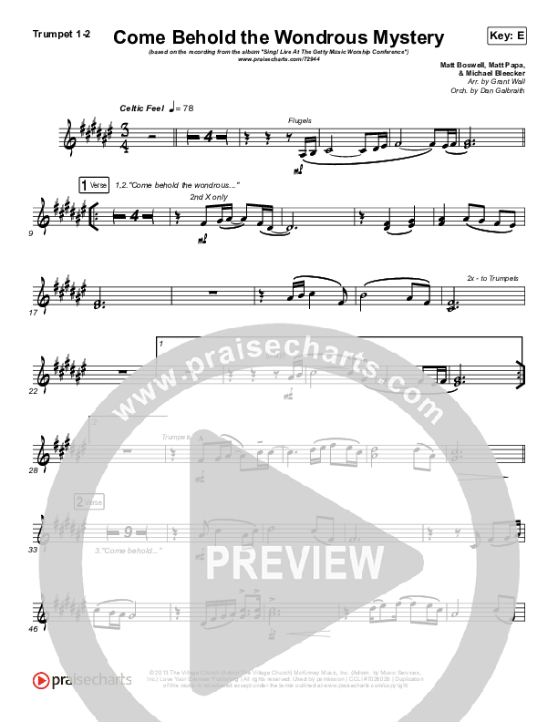 Come Behold The Wondrous Mystery Trumpet 1,2 (Keith & Kristyn Getty)