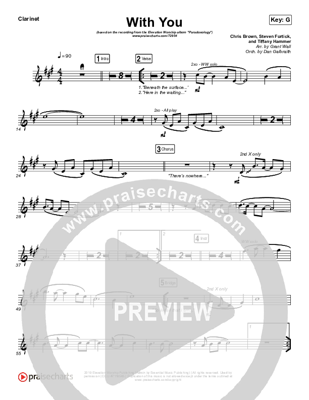 With You (Paradoxology) Clarinet (Elevation Worship)