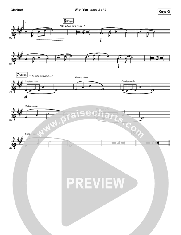 With You (Paradoxology) Clarinet (Elevation Worship)