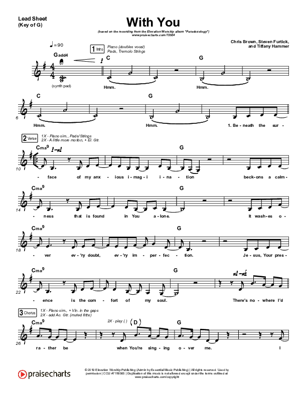 With You (Paradoxology) Lead Sheet (Melody) (Elevation Worship)