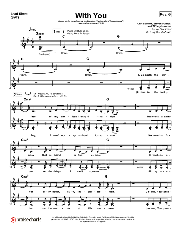With You (Paradoxology) Lead Sheet (SAT) (Elevation Worship)