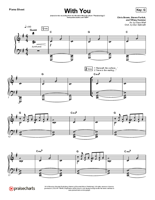 With You (Paradoxology) Piano Sheet (Elevation Worship)
