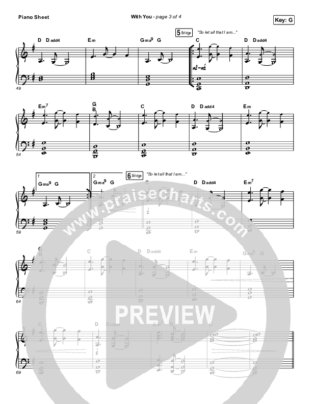 With You (Paradoxology) Piano Sheet (Elevation Worship)