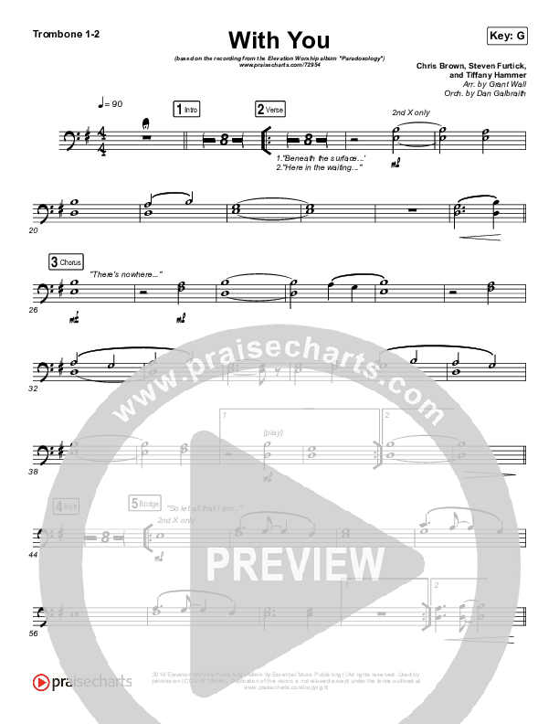 With You (Paradoxology) Trombone 1/2 (Elevation Worship)