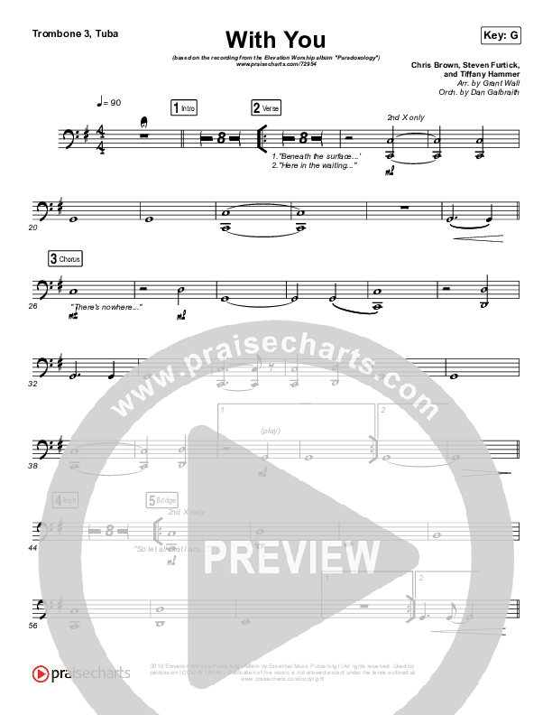 With You (Paradoxology) Trombone 3/Tuba (Elevation Worship)