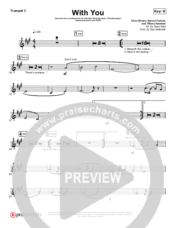With You (Paradoxology) Trumpet 3 (Elevation Worship)