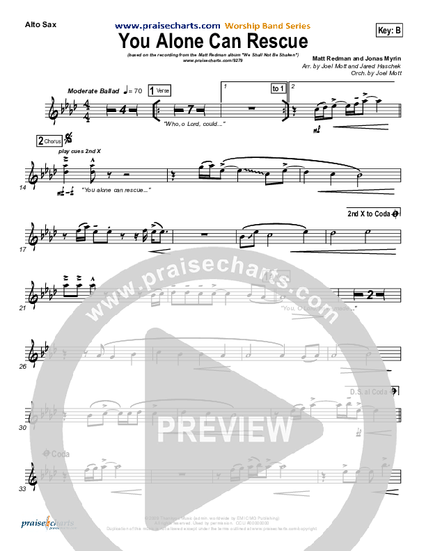 You Alone Can Rescue Alto Sax (Matt Redman)