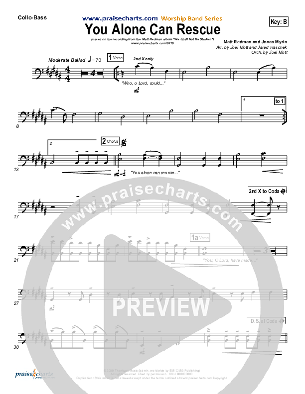 You Alone Can Rescue Cello/Bass (Matt Redman)