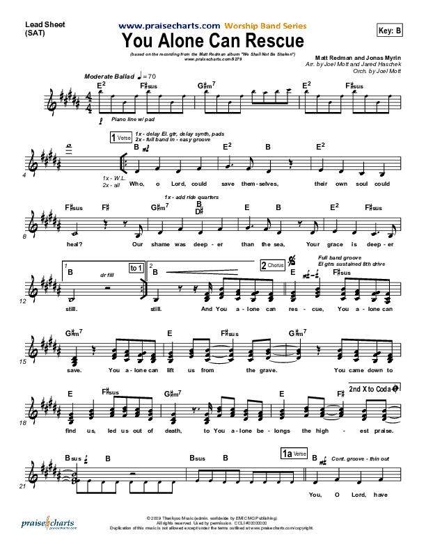 You Alone Can Rescue Lead Sheet (Matt Redman)