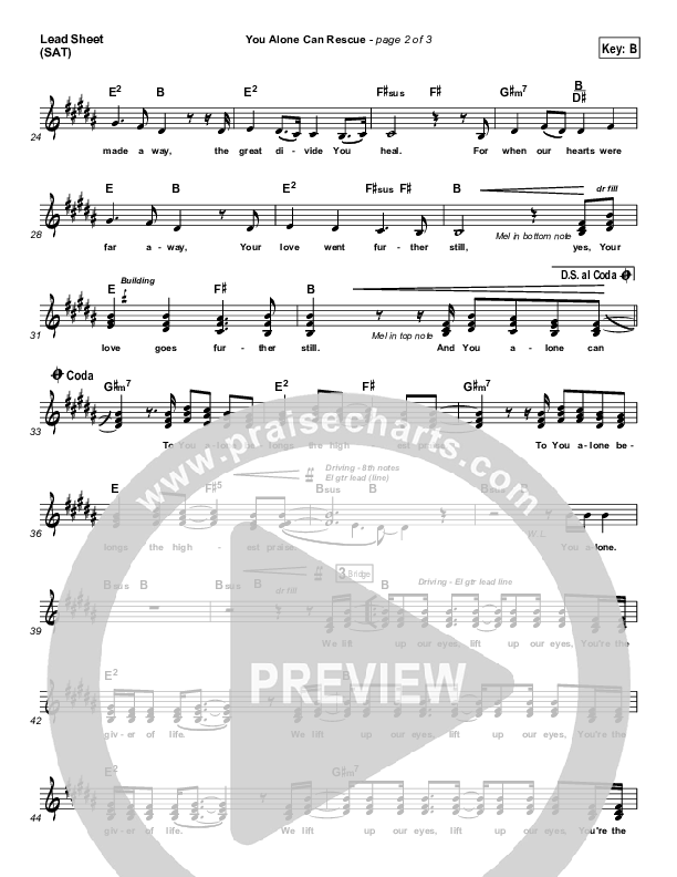 You Alone Can Rescue Lead Sheet (Matt Redman)