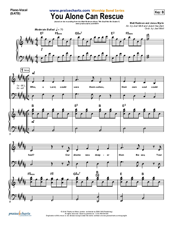You Alone Can Rescue Piano/Vocal (Matt Redman)