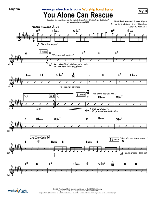 You Alone Can Rescue Rhythm Chart (Matt Redman)