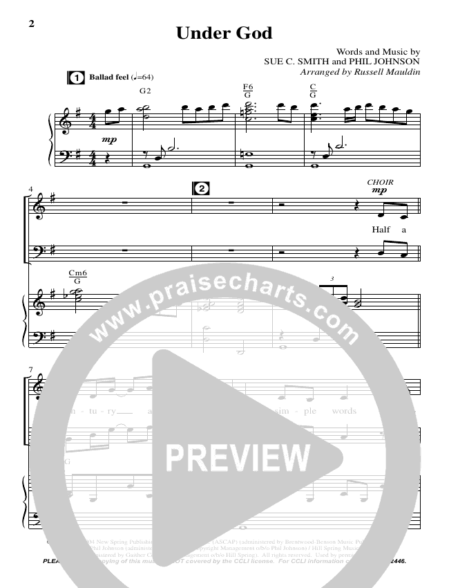 Under God (Choral) Sheet Music PDF (Brentwood Benson Choral / Arr