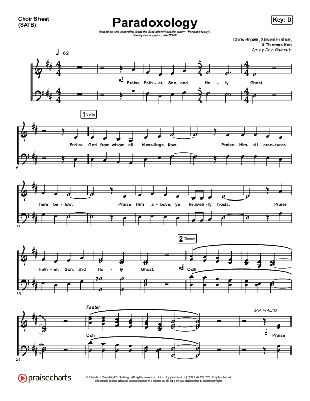 Paradoxology Choir Sheet (SATB) (Elevation Worship)