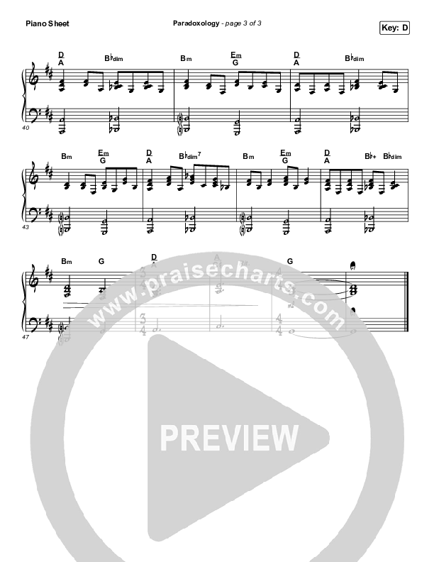Paradoxology Piano Sheet (Elevation Worship)