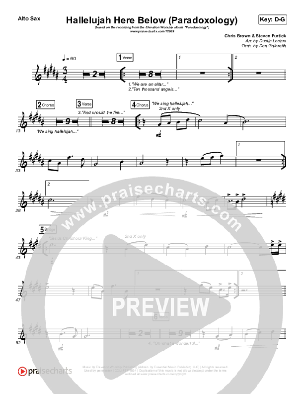 Hallelujah Here Below (Paradoxology) Alto Sax (Elevation Worship / Steffany Gretzinger)