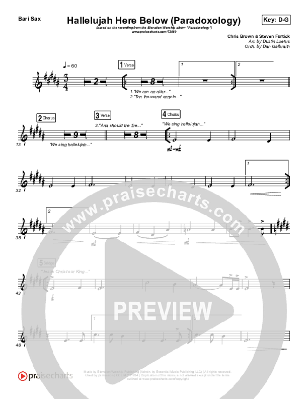 Hallelujah Here Below (Paradoxology) Bari Sax (Elevation Worship / Steffany Gretzinger)